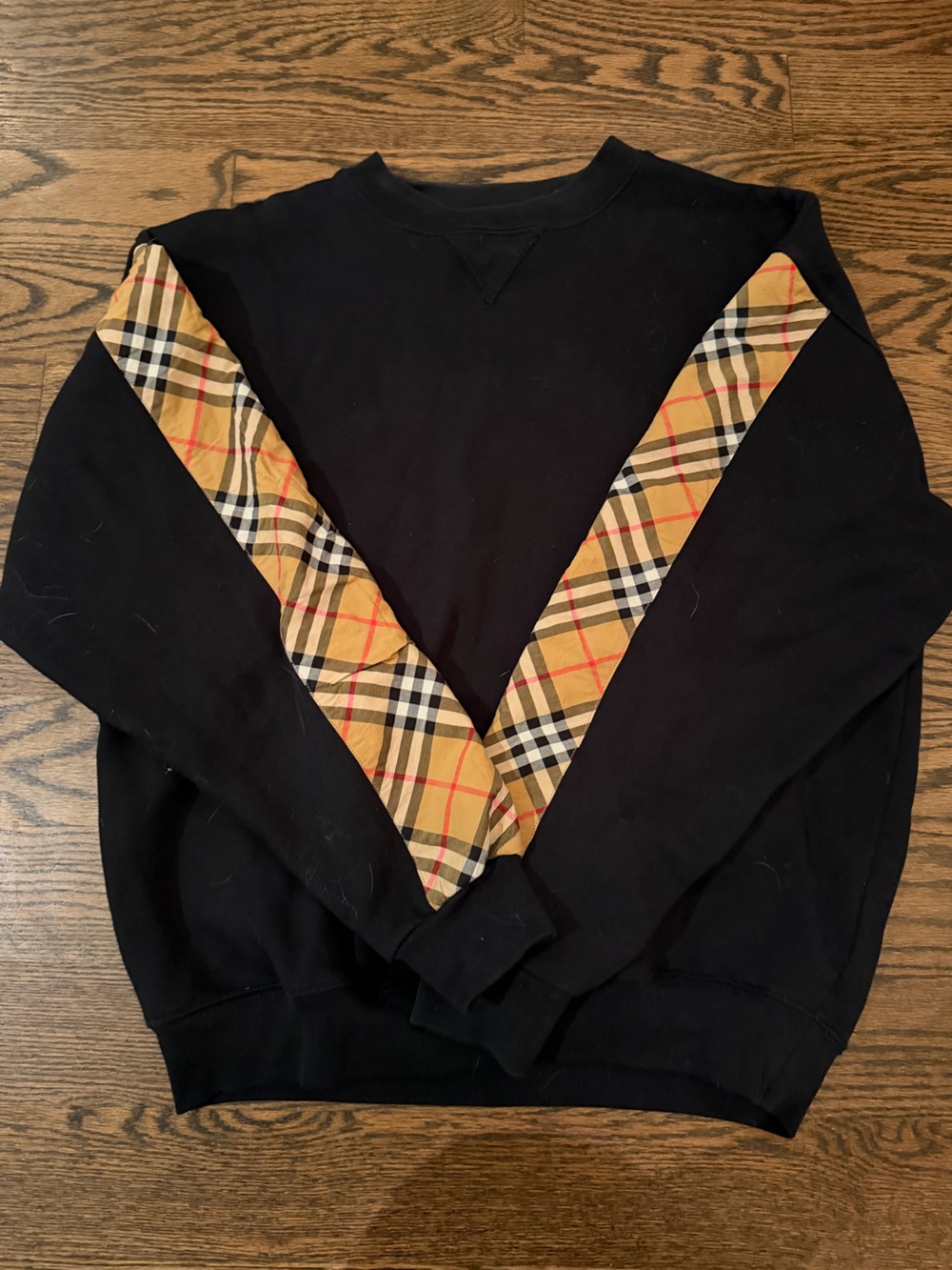 Burberry Black Jacket with Beige/Tan Check Trim